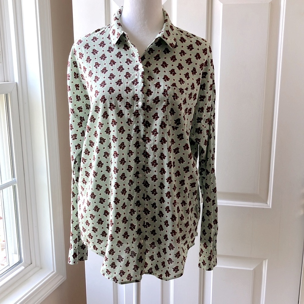 Scotch & Soda Journee Au Soleil Shirt Long Sleeve Green/Brown Size L